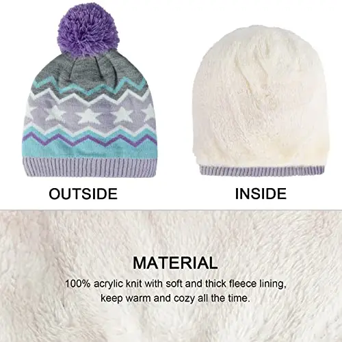 TAGVO 3in1 Invierno Set de Bufanda, Gorro y Guantes para Niños, Invierno Grueso Polar, Tejido térmico, Bufanda miniatura 3