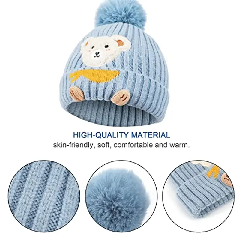 TAGVO Set di Scaldacollo per Cappello Inverno Lavorato a Maglia Caldo per Bambini, Set di Scaldacollo per Cappello miniatura 3