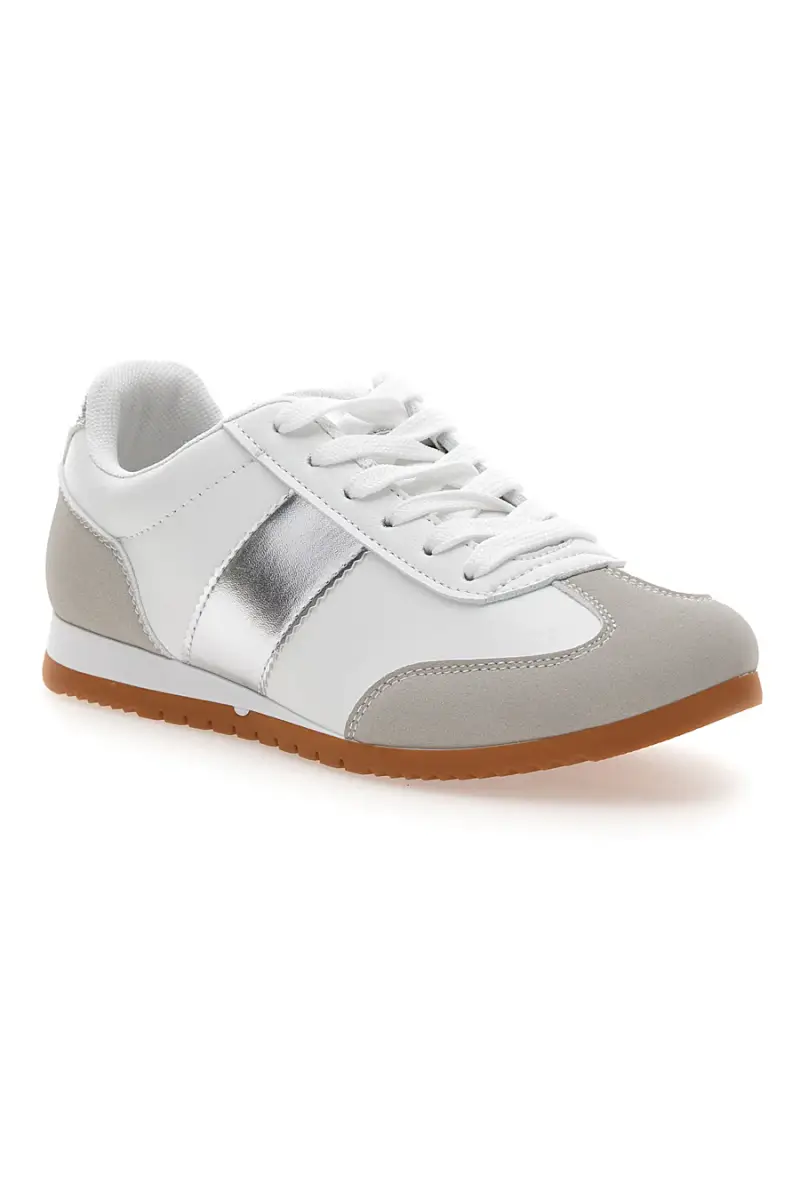 Sneakers Bianche con Banda Laterale Argento TALEMI 24250 [BIANCO] miniatura 2