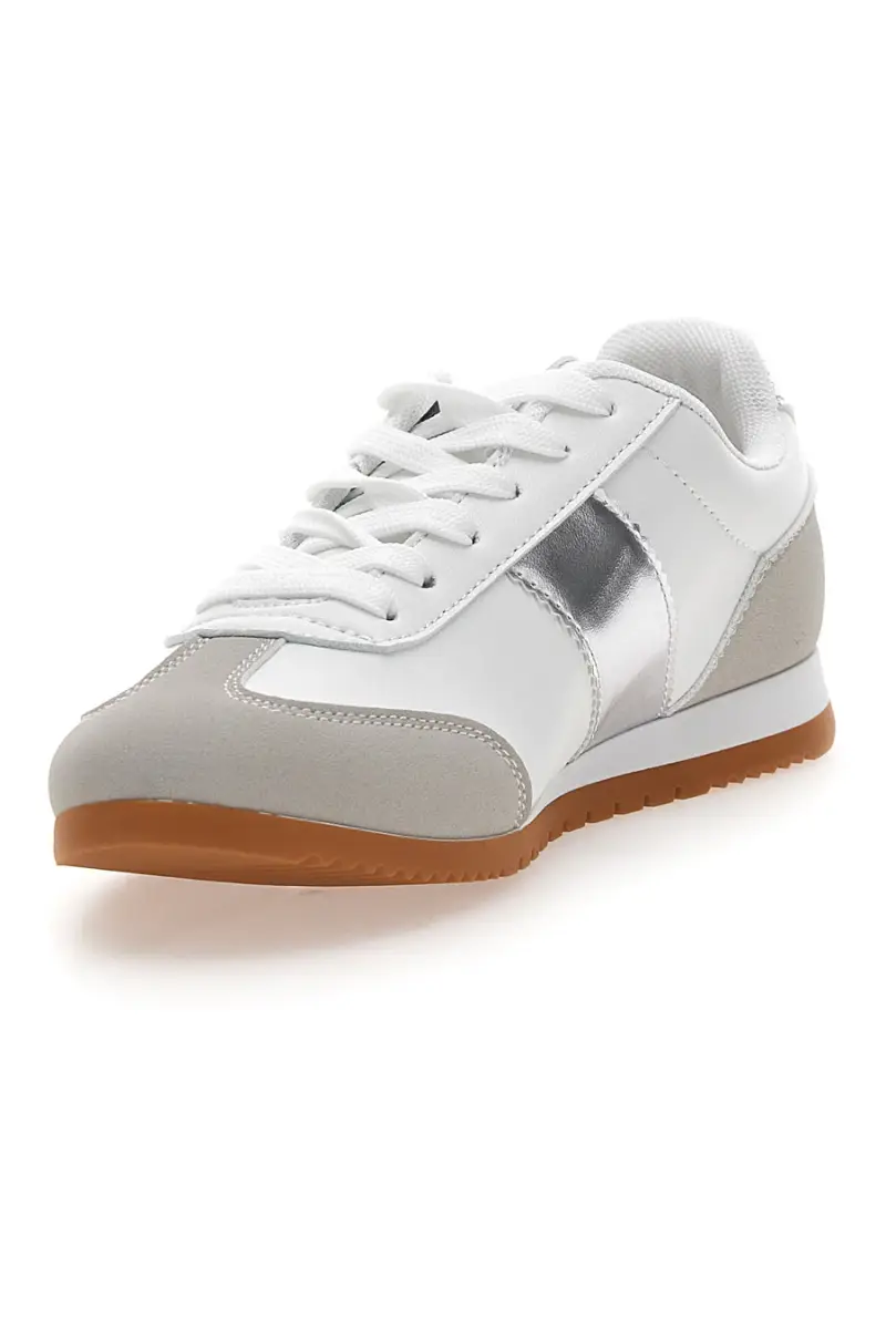 Sneakers Bianche con Banda Laterale Argento TALEMI 24250 [BIANCO] miniatura 4