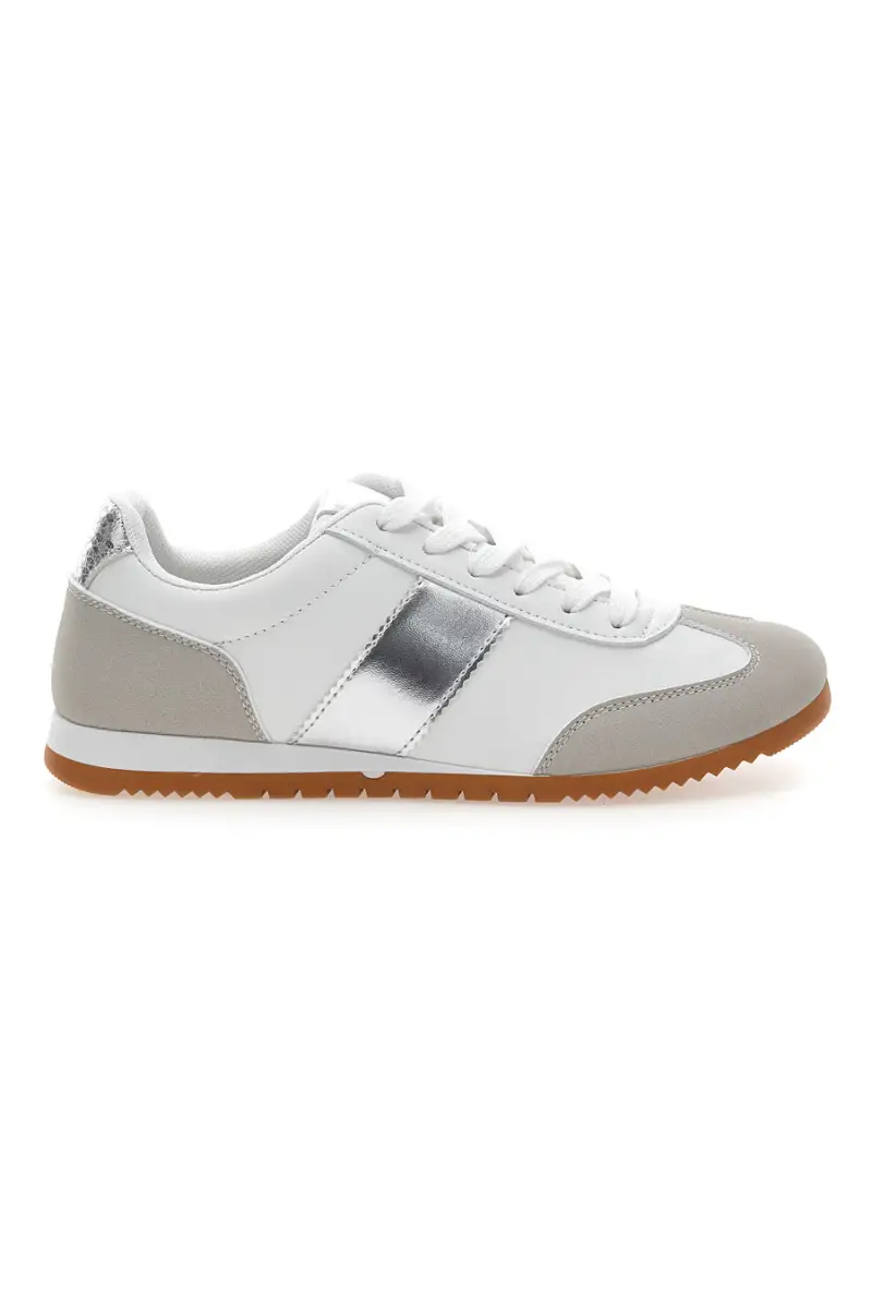 Sneakers Bianche con Banda Laterale Argento TALEMI 24250 [BIANCO]