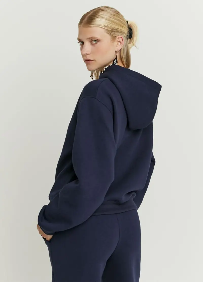 Felpa In Misto Cotone Blu Regular Fit, Donna, Blu miniatura 2