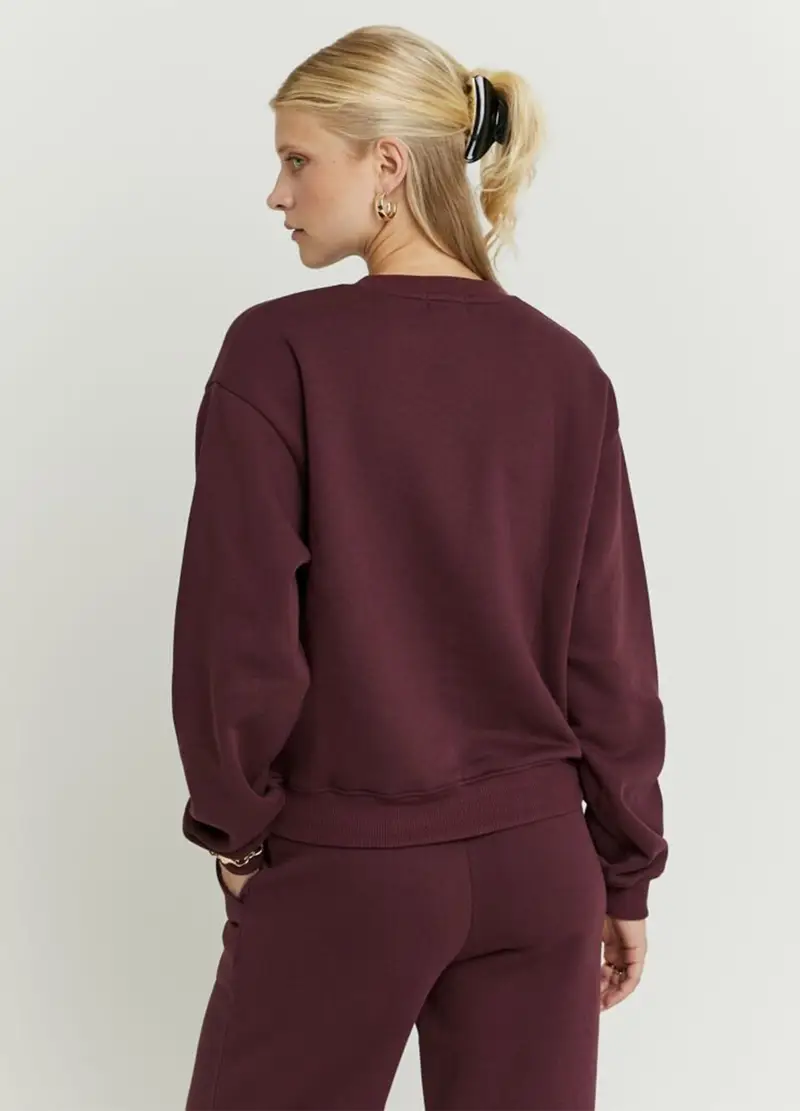 Felpa In Misto Cotone Bordeaux Regular Fit, Donna, Rosso miniatura 2