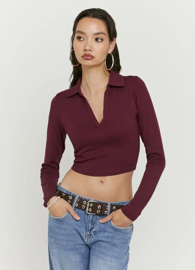 Maglia In Misto Cotone Rosso Regular Fit, Donna, Rosso miniatura 3