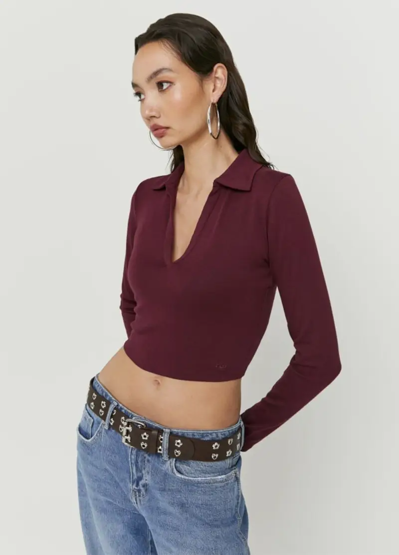 Maglia In Misto Cotone Rosso Regular Fit, Donna, Rosso