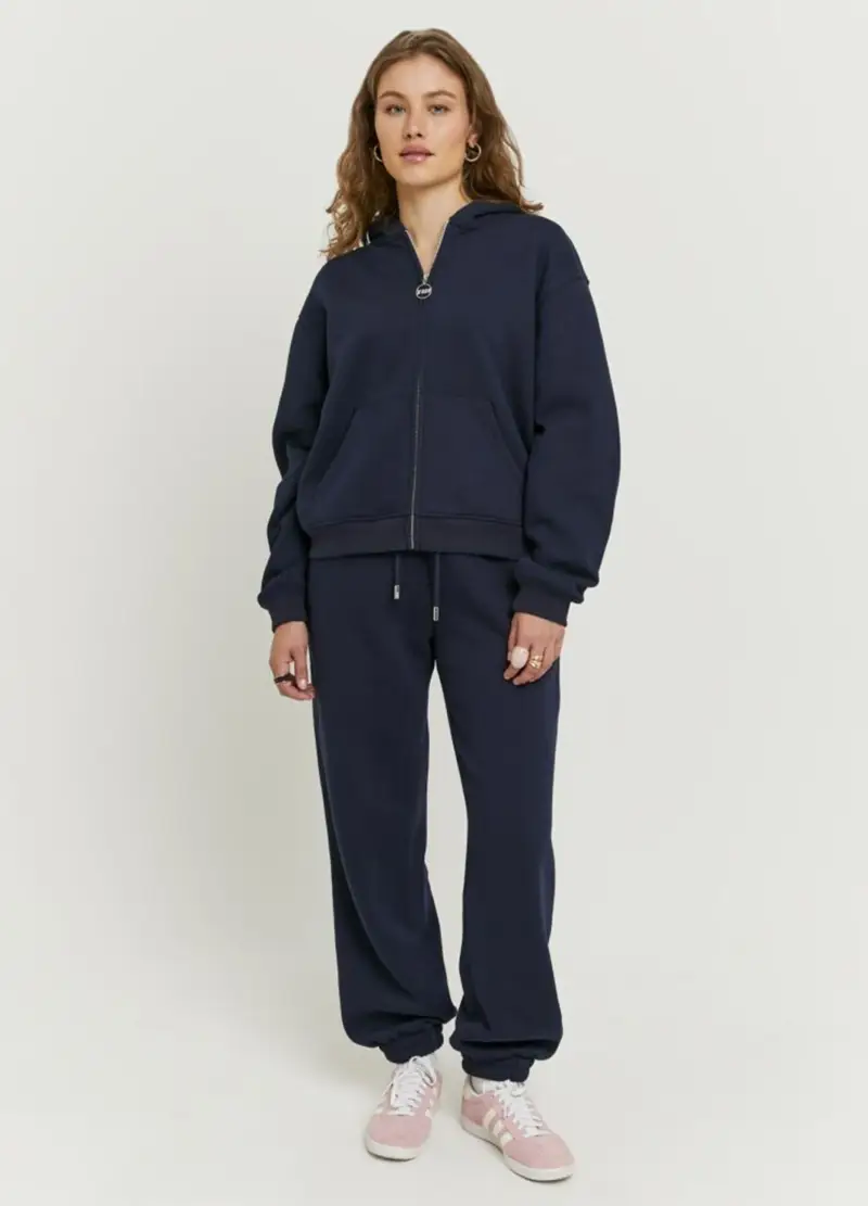 Pantaloni Jogger In Misto Cotone Blu Regular Fit, Donna, Blu