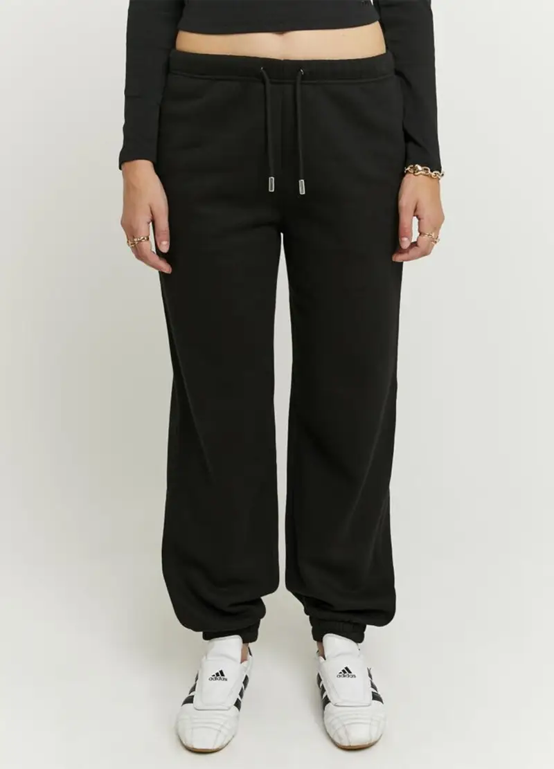 Pantaloni Jogger In Misto Cotone Nero Regular Fit, Donna, Nero miniatura 2