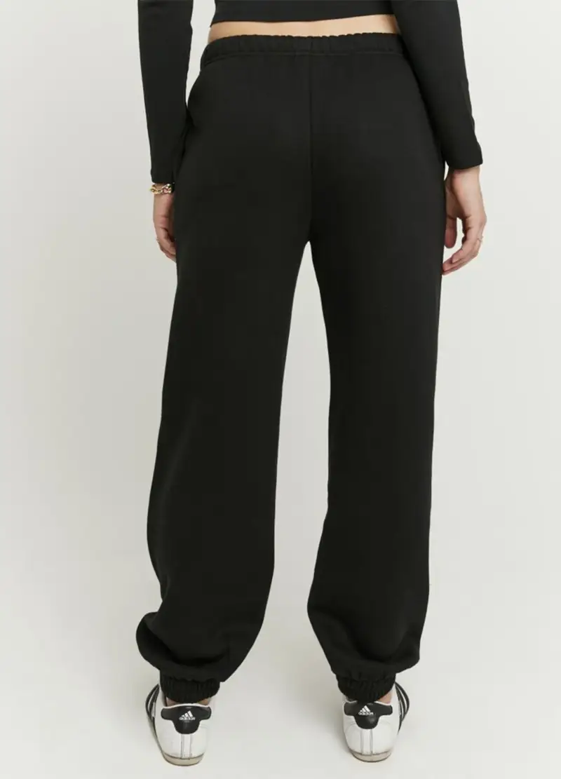 Pantaloni Jogger In Misto Cotone Nero Regular Fit, Donna, Nero miniatura 3