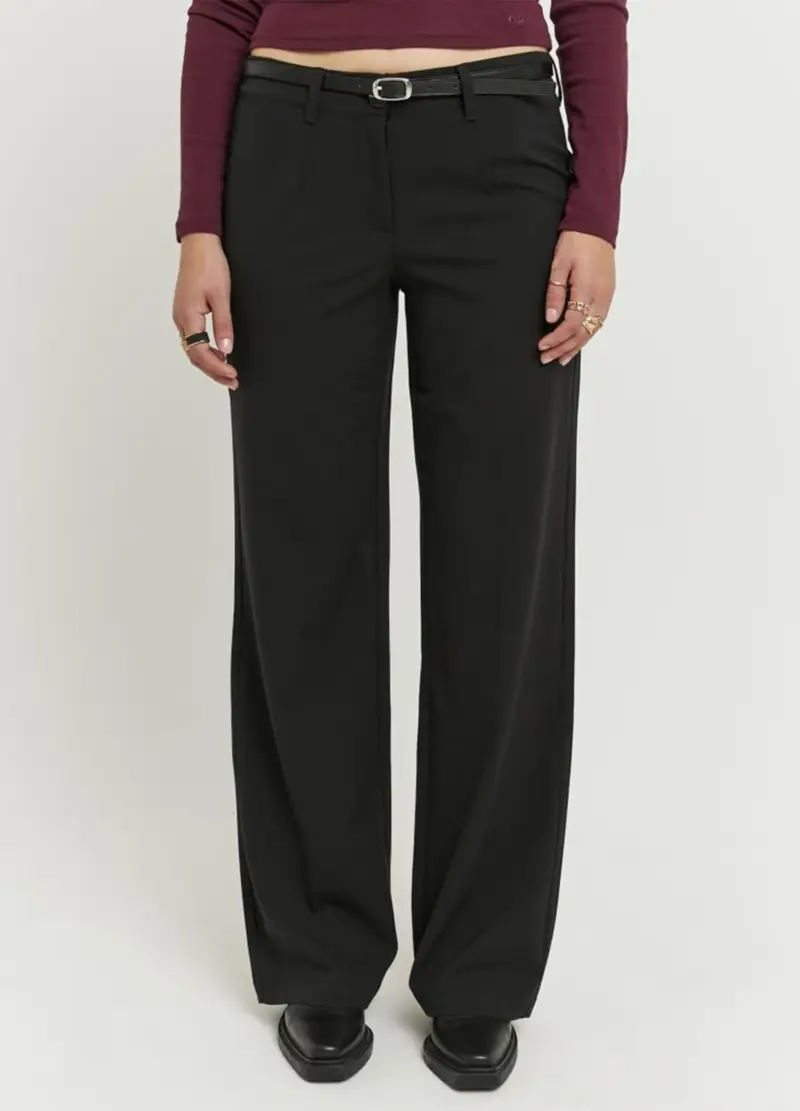 Pantaloni Neri Regular Fit, Donna, Nero miniatura 2