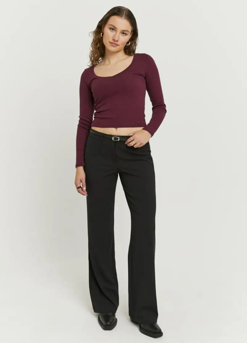 Pantaloni Neri Regular Fit, Donna, Nero