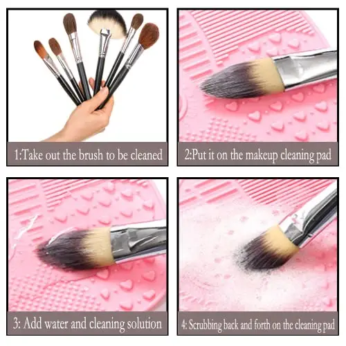 Tampone in Silicone per Pennelli per il Trucco, Spazzole per Cosmetici Tappetino per Pulizia, Strumento per la Pulizia miniatura 3