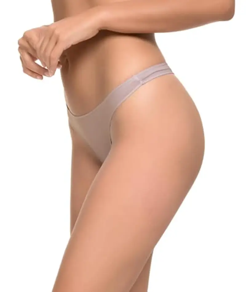 Tanga in Cotone Liscio con Finitura Sottile Che Non segna. Comodi, Morbidi ed Elastici. Progettati in Spagna - Confezione da 12, Visone, S/M miniatura 3