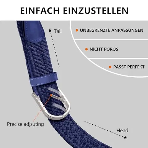 TANGCHAO Cintura Elastica Intrecciata per Uomo e Donna Cinturino Elastica Intrecciata con Fibbia in Lega di Zinco 33mm miniatura 3