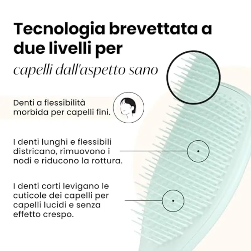 Tangle Teezer Fini e Fragili Ultimate Detangler per capelli colorati, fini e sottili - Spazzola a doppie setole morbide riduce rottura e lo strappo - Ideale per capelli delicati - Celeste miniatura 2