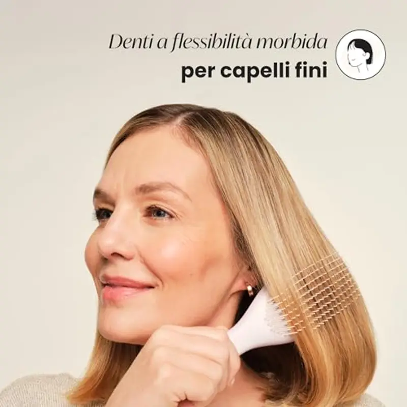 Tangle Teezer Fini e Fragili Ultimate Detangler per capelli colorati, fini e sottili - Spazzola a doppie setole morbide riduce rottura e lo strappo - Ideale per capelli delicati - Rosa pallido miniatura 3