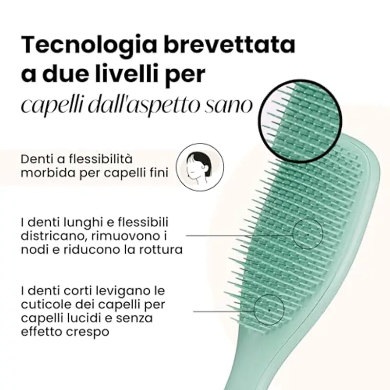 Tangle Teezer Fini e Fragili Ultimate Detangler per capelli colorati, fini e sottili - Spazzola a doppie setole morbide riduce rottura e lo strappo - Ideale per capelli delicati - Turchese Scuro miniatura 2
