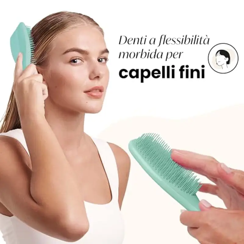 Tangle Teezer Fini e Fragili Ultimate Detangler per capelli colorati, fini e sottili - Spazzola a doppie setole morbide riduce rottura e lo strappo - Ideale per capelli delicati - Turchese Scuro miniatura 3