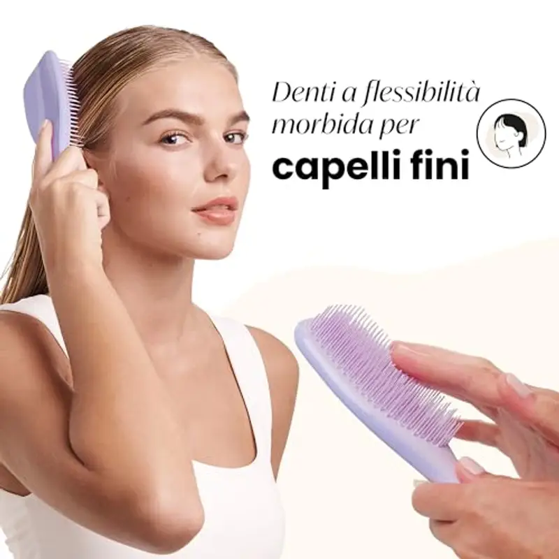 Tangle Teezer Fini e Fragili Ultimate Detangler per capelli colorati, fini e sottili - Spazzola a doppie setole morbide riduce rottura e lo strappo - Ideale per capelli delicati - Viola Ipnotico miniatura 3