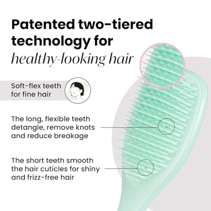 Tangle Teezer Fini e Fragili Ultimate Detangler per capelli colorati, fini e sottili - Spazzola a doppie setole morbide riduce rottura e lo strappo - per capelli delicati, Blu (Jade Lagoon) miniatura 2