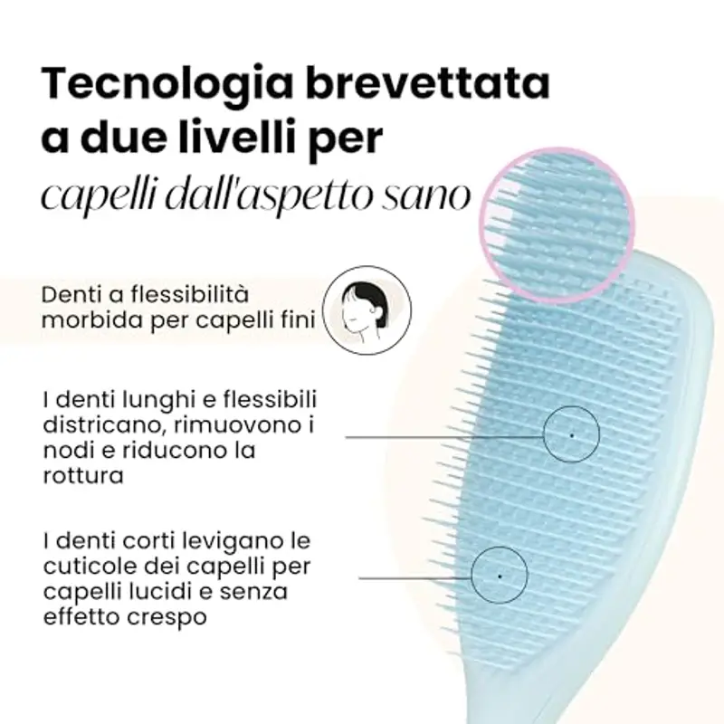 Tangle Teezer Fini e Fragili Ultimate Detangler per capelli colorati, fini e sottili - Spazzola Grande Doppie setole morbide riduce rottura e strappo - Ideale per capelli delicati - Blu spuma di mare miniatura 2