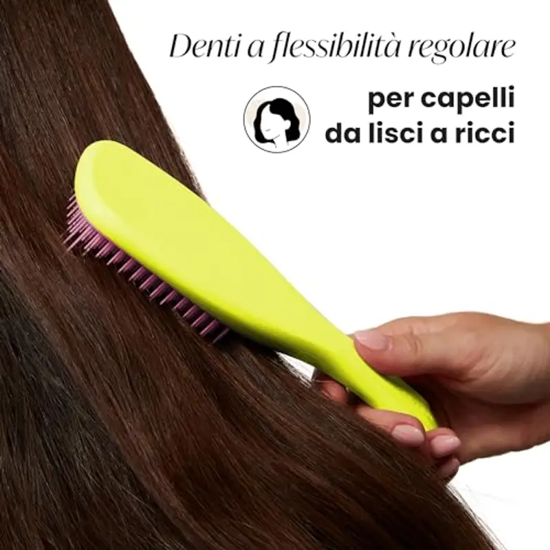 Tangle Teezer Ultimate Detangler - Districa i capelli bagnati asciutti - Anti-rottura e scioglinodi Setole a Doppio livello - Spazzola adatta a tutti i tipi di capelli - Giallo e Rosa Antico miniatura 3