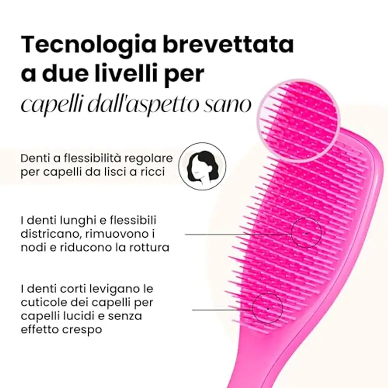 Tangle Teezer Ultimate Detangler - Districa i capelli bagnati e asciutti - Anti-rottura e scioglinodi. Design con setole a doppio livello - Spazzola adatta a tutti i tipi di capelli - Fucsia miniatura 2