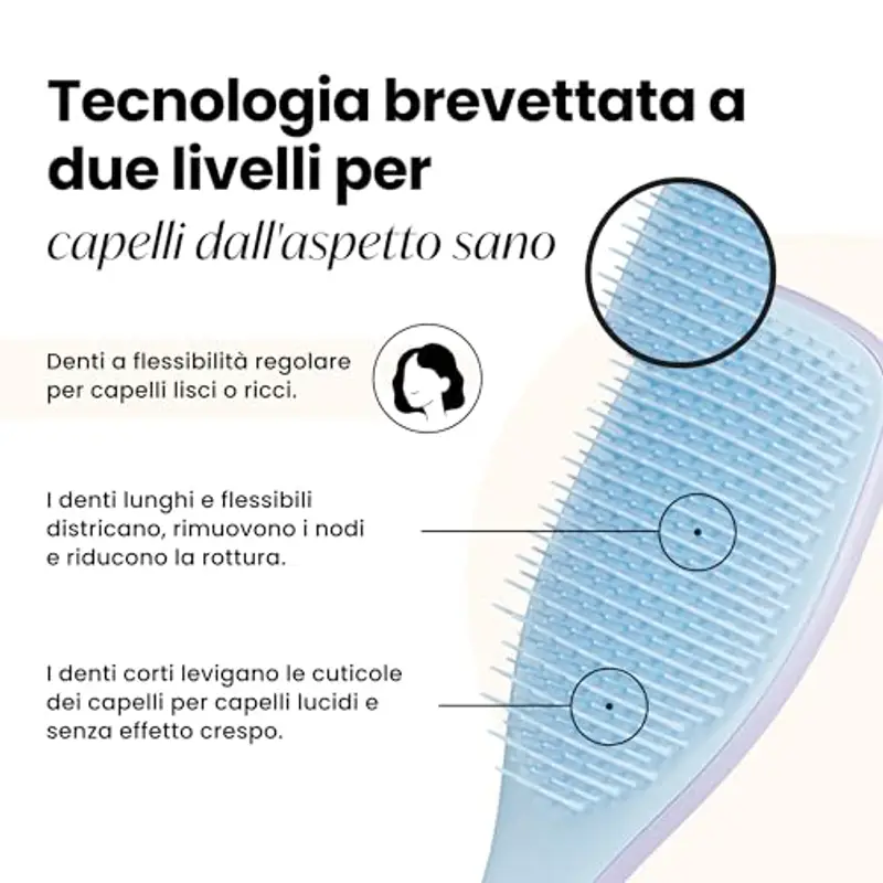 Tangle Teezer Ultimate Detangler - Districa i capelli bagnati e asciutti - Anti-rottura e scioglinodi. Design con setole a doppio livello - Spazzola adatta a tutti i tipi di capelli - Lilla e Celeste miniatura 2