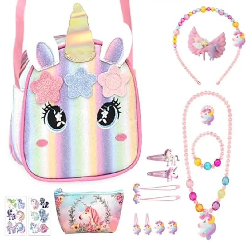 TAOBRGB Borsetta Bambina,Borsa Bambina 3 4 5 6 7 Anni Idee Regalo,Gioielli Bambina Kit Regalo Bambina,Borsetta Bambina 2 Anni Regali di Compleanno Festivi per Ragazze Decorazioni Carine