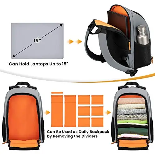 TARION TB-02 Zaino Fotografico Porta Piccolo per Fotocamera, Laptop, Trekking - Impermeabile per PC 15", Reflex miniatura 3