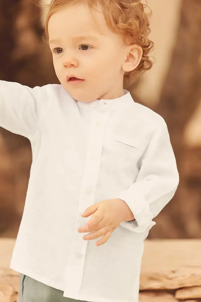 camicia di lino per bambini colore bianco CA12051