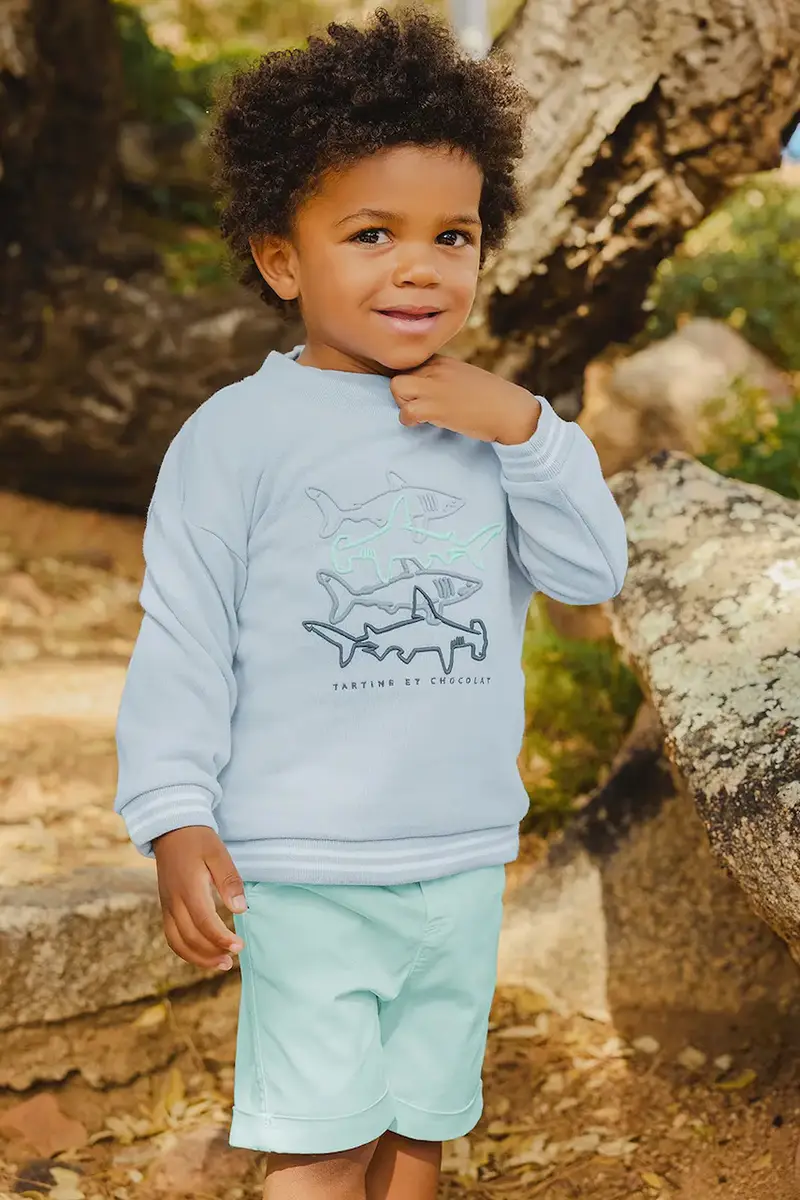 felpa in cotone bambino/a colore blu CA15031