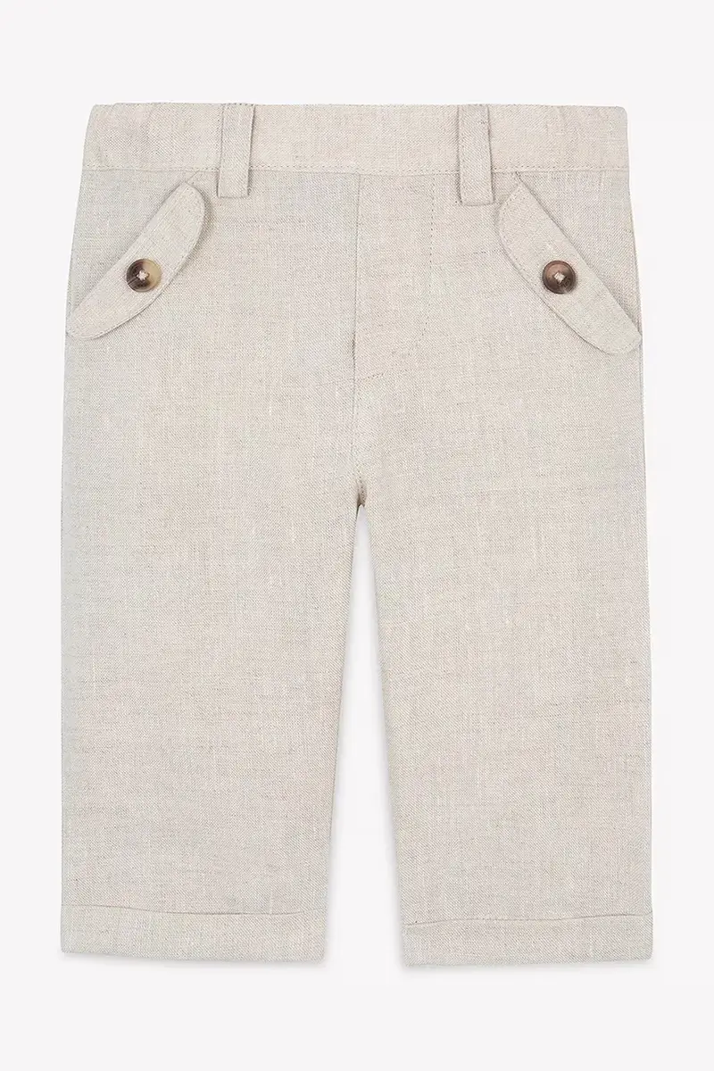 pantaloni in lino per bambini colore beige CA22061 miniatura 2