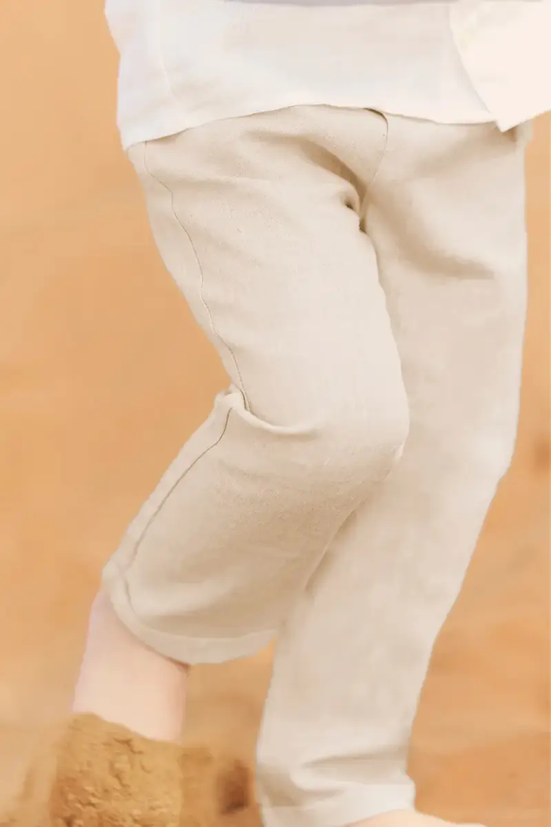 pantaloni in lino per bambini colore beige CA22061