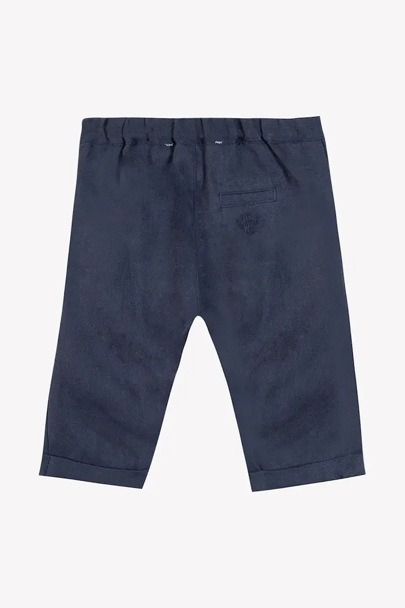 pantaloni in lino per bambini colore blu navy CA22061 miniatura 2