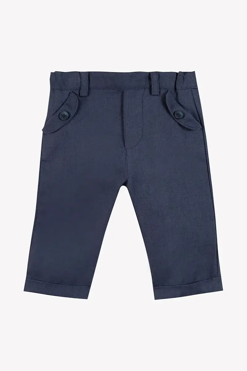 pantaloni in lino per bambini colore blu navy CA22061