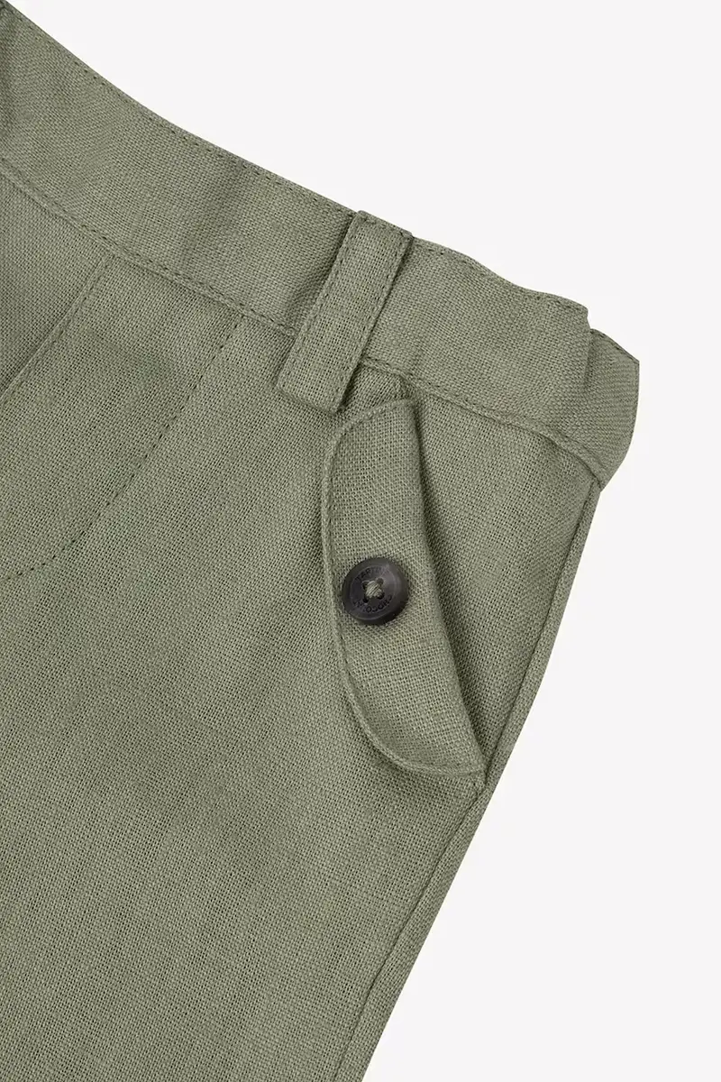 pantaloni in lino per bambini colore verde CA22061 miniatura 3