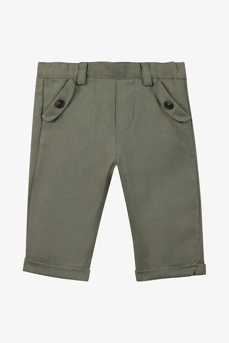 pantaloni in lino per bambini colore verde CA22061