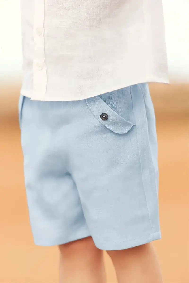 shorts in lino bambino/a colore blu CA26061 miniatura 5