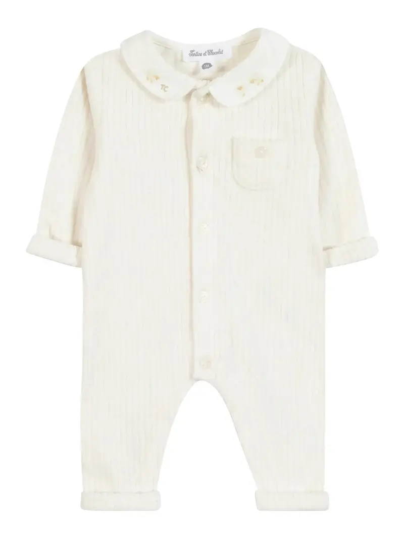 Tutina Con Ricamo Bianco