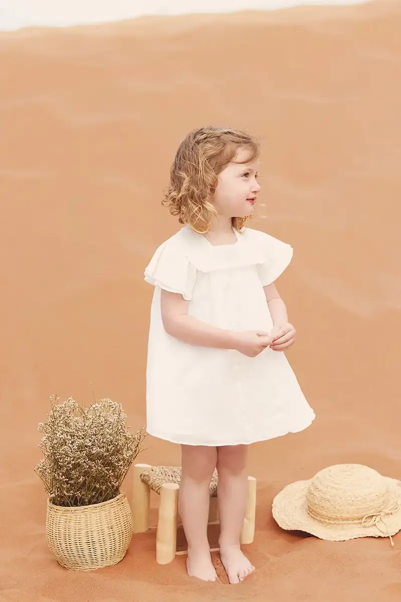 vestito di cotone bambina colore beige CA30231