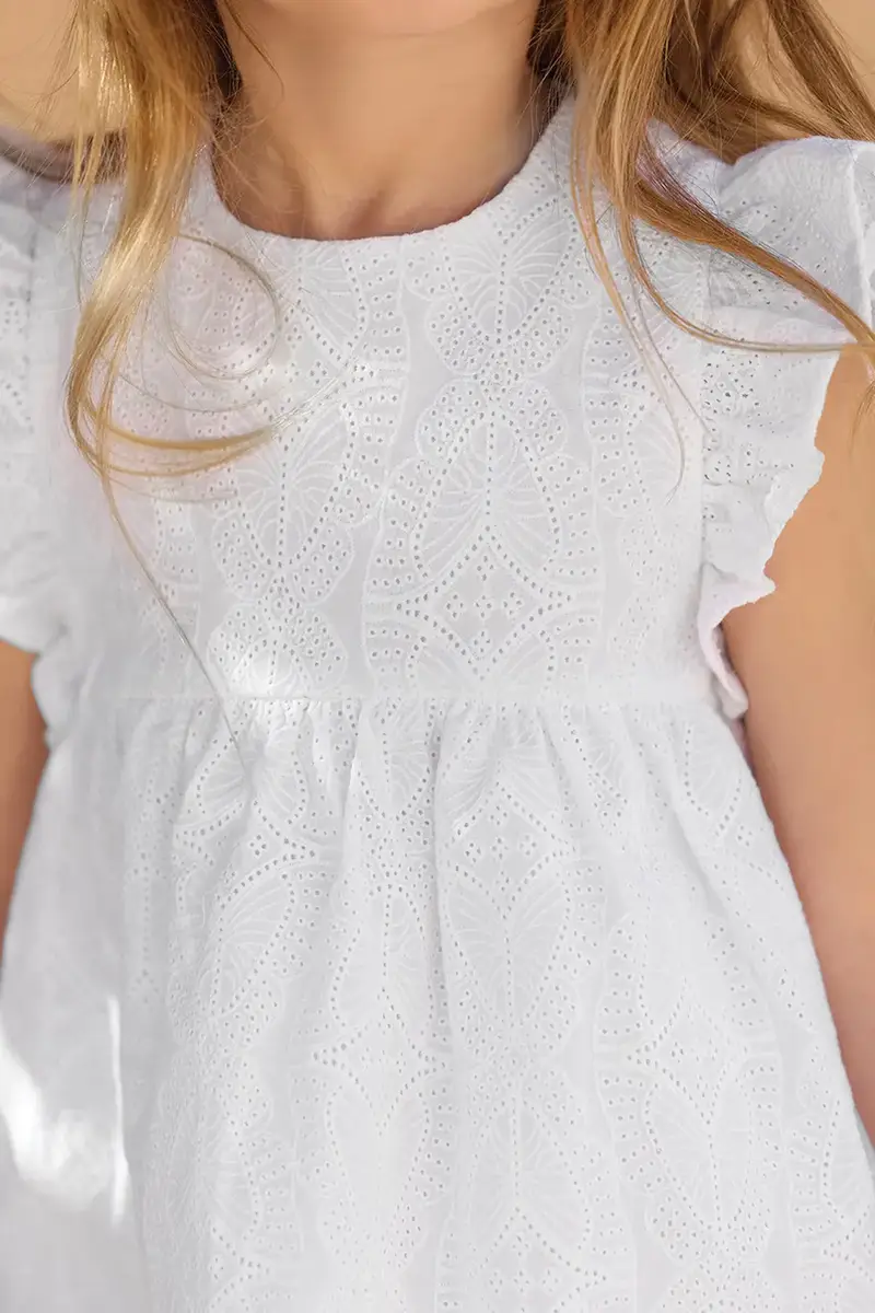 vestito di cotone bambina colore bianco CA30081 miniatura 5