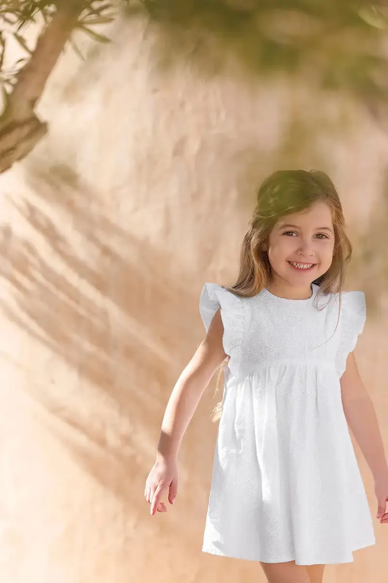 vestito di cotone bambina colore bianco CA30081