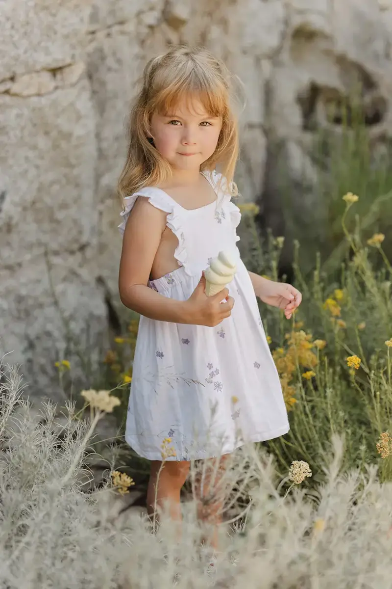 vestito di cotone bambina colore bianco CA30141 miniatura 5