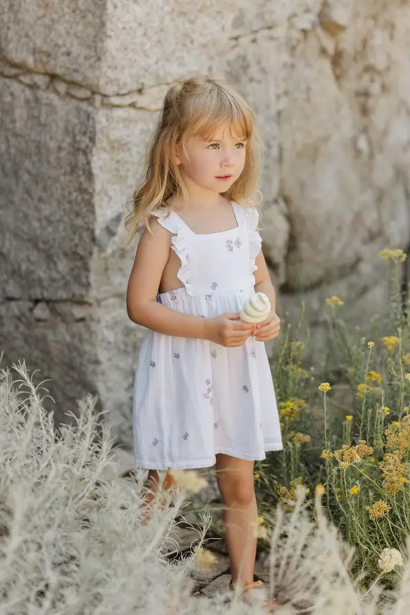 vestito di cotone bambina colore bianco CA30141