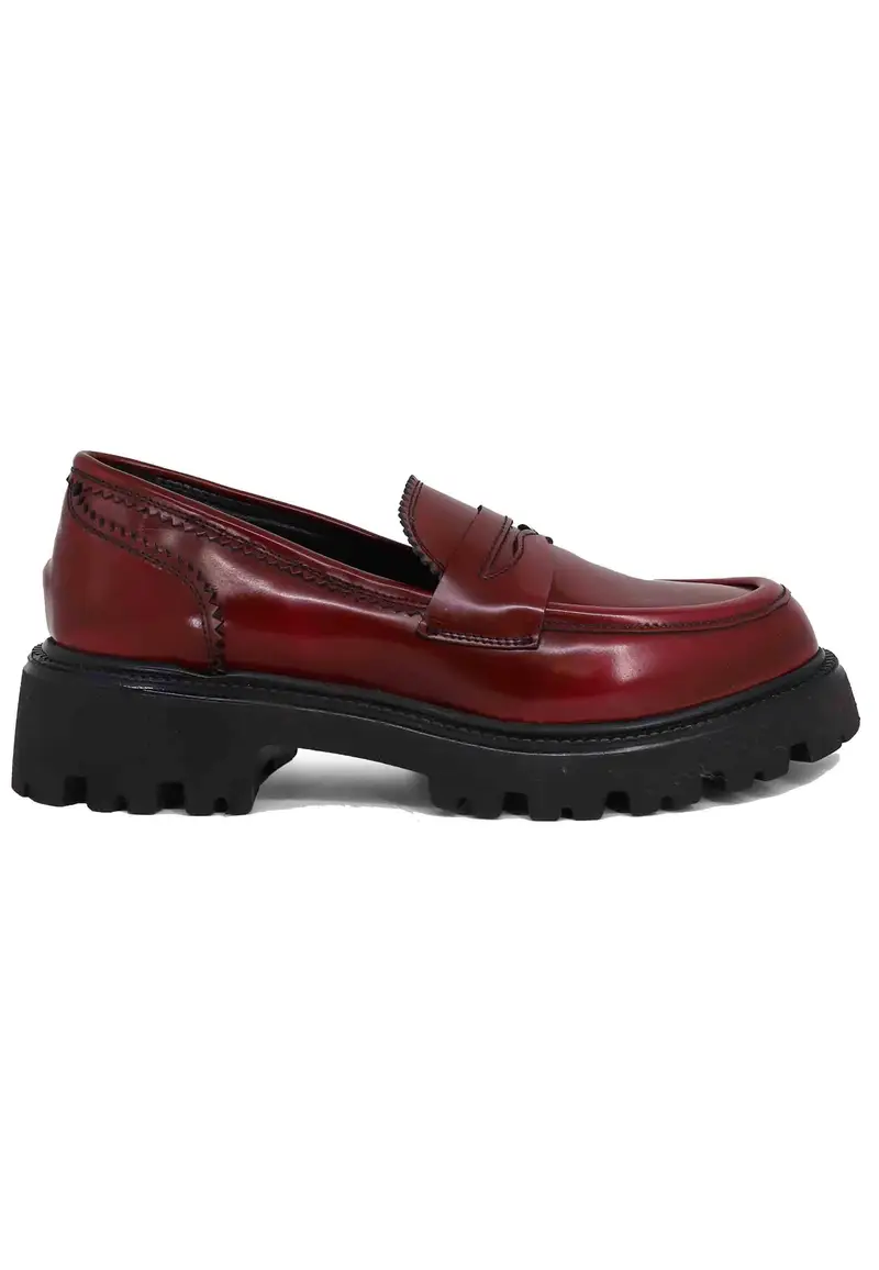 Mocassini donna in pelle bordeaux con suola in gomma carrarmato Donna YUNA 1 018