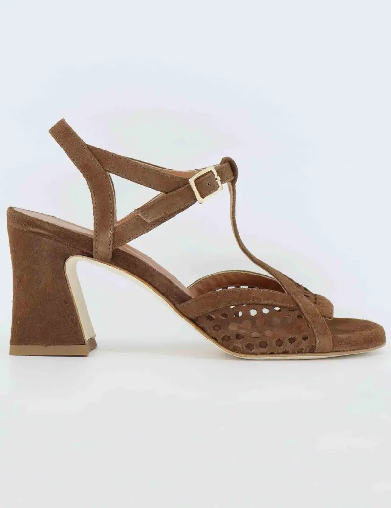 Tattoo Sandali donna in camoscio marrone forato tacco alto Donna 1028 014