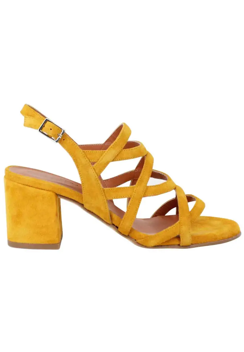 Sandali slingback donna in camoscio giallo con tacco alto Donna MARTA 100 600