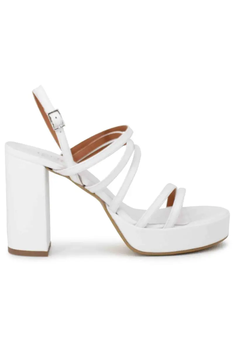 Sandali slingback donna in pelle bianca con tacco alto e plateau Donna MERAK 2 100
