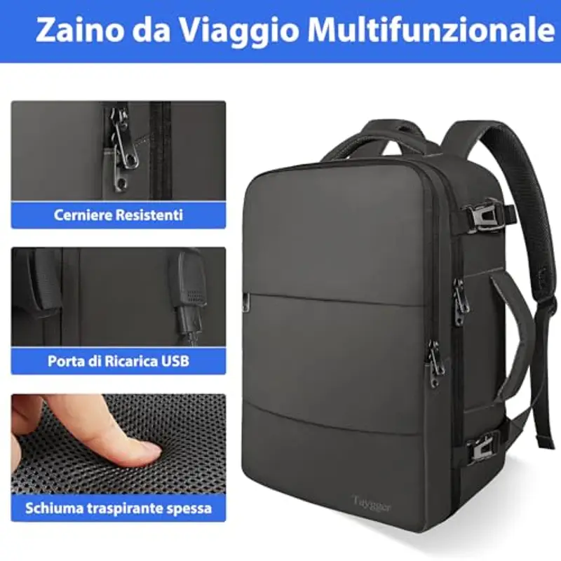 Taygeer Zaino da viaggio Uomo Grigio 1991614 miniatura 2