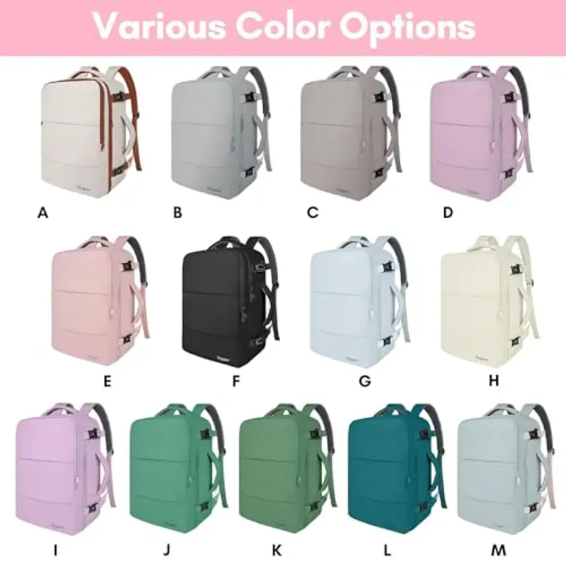 Taygeer Zaino Viaggio 45x36x20, Casual Zaini Uomo Donna con Porta USB, Zaino Porta PC Impermeabile Zaini da Viaggio Aereo Bagaglio a Mano per Scuola Lavoro Ryanair Wizz Air Easyjet, Viola miniatura 3